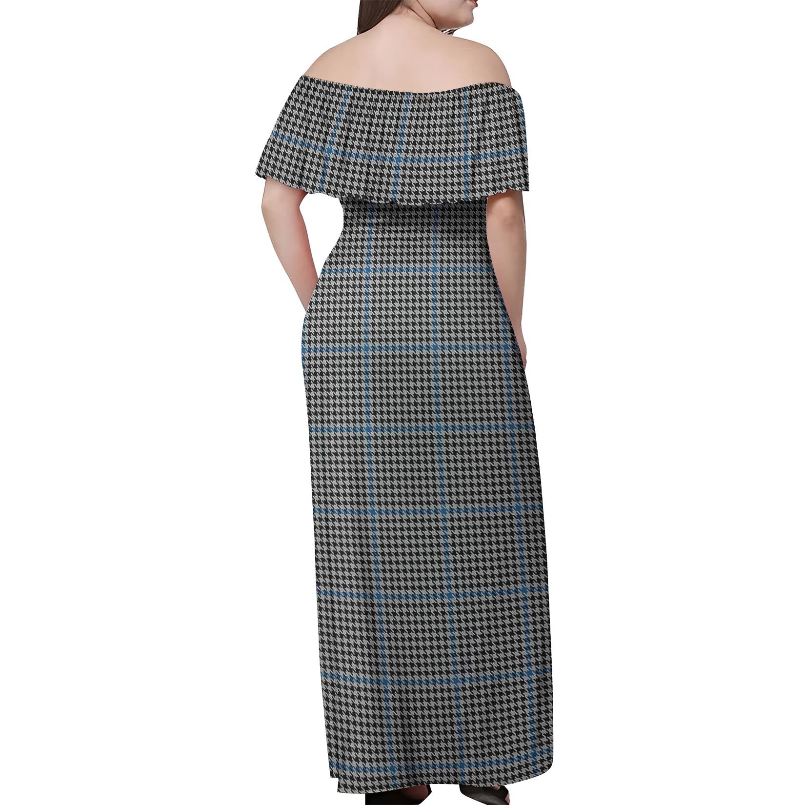 Gladstone Tartan Off Shoulder Long Dress - Tartanvibesclothing