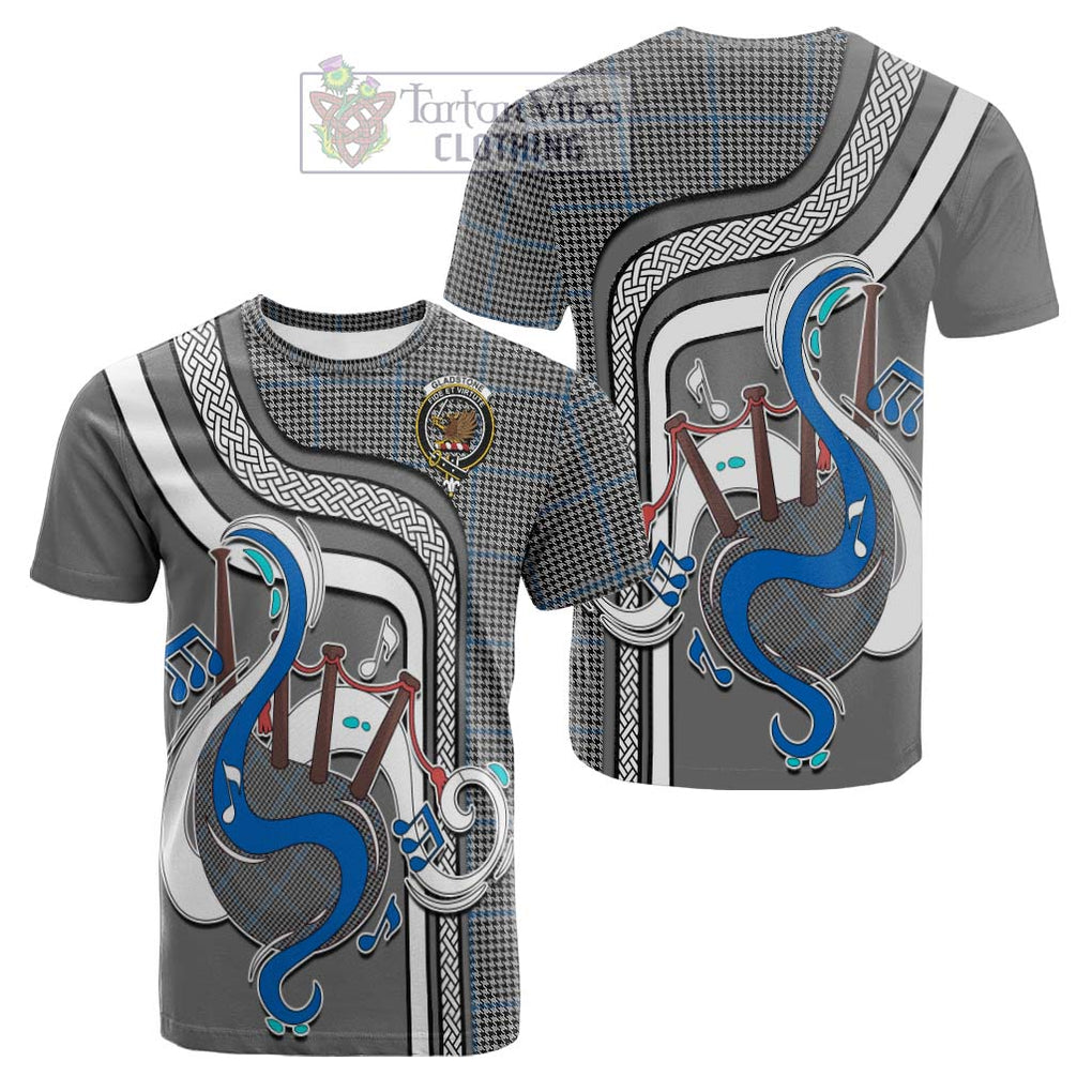 Tartan Vibes Clothing Gladstone Tartan Cotton T-shirt with Epic Bagpipe Style