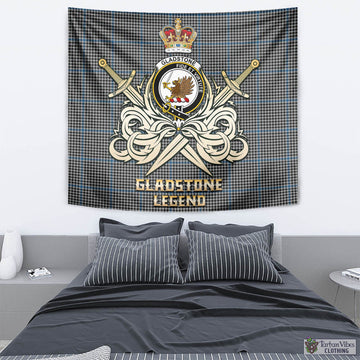 Gladstone Tartan Tapestry with Clan Crest and the Golden Sword of Courageous Legacy
