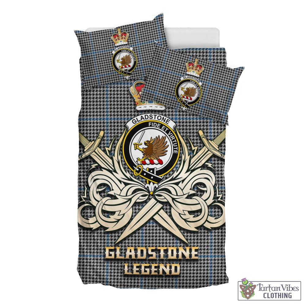 Tartan Vibes Clothing Gladstone Tartan Bedding Set with Clan Crest and the Golden Sword of Courageous Legacy