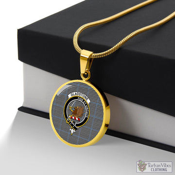 Gladstone Tartan Circle Necklace with Family Crest