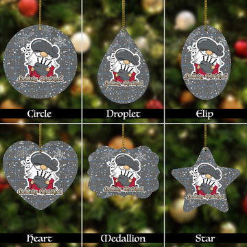 Gladstone Tartan Christmas Ornaments with Scottish Gnome Playing Bagpipes