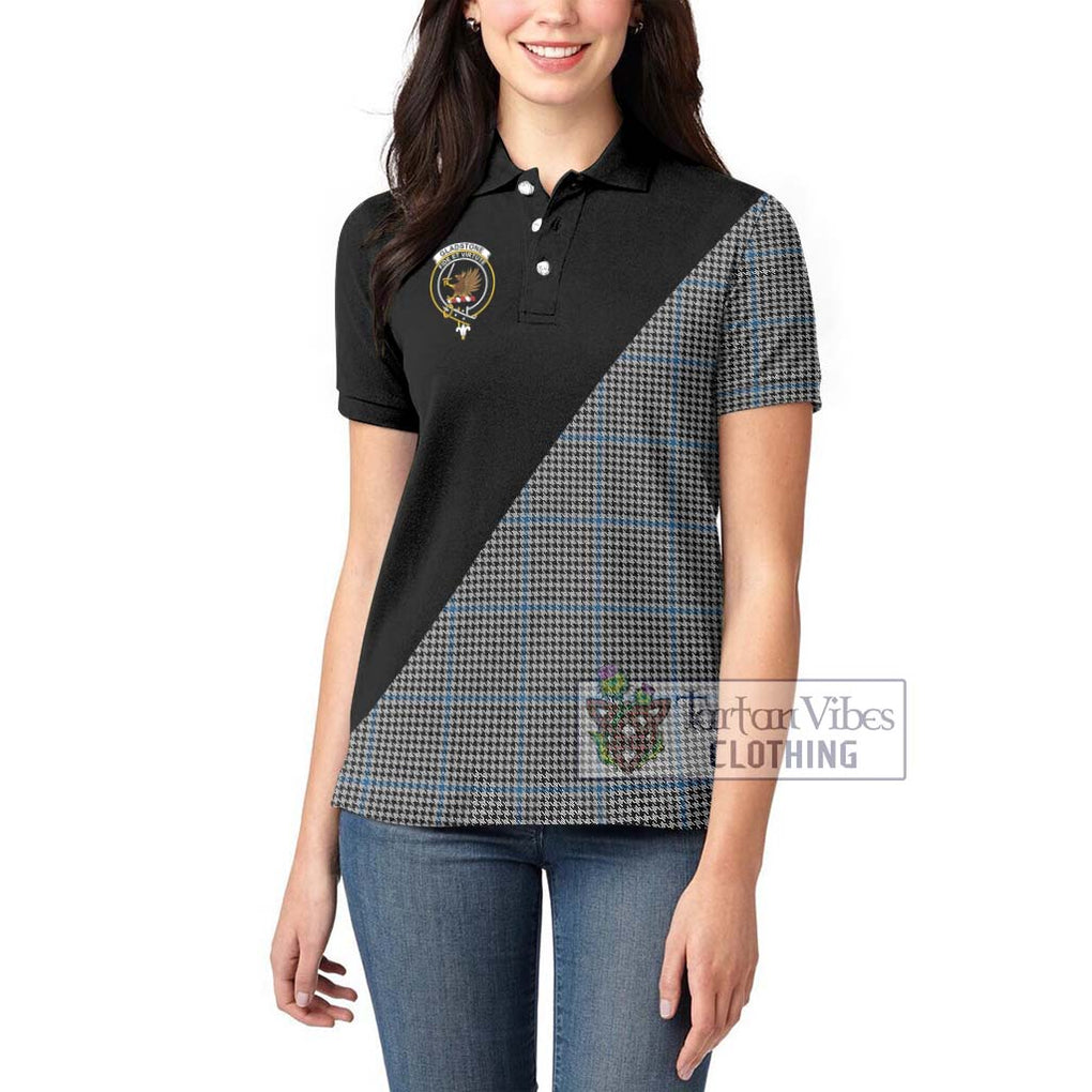 Gladstone Tartan Women's Polo Shirt with Family Crest and Military Logo Style - Tartanvibesclothing Shop