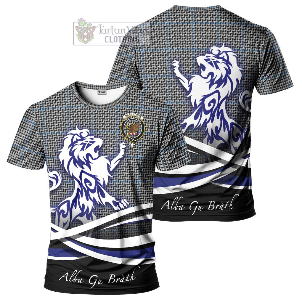 Tartan Vibes Clothing Gladstone Tartan Cotton T-shirt with Alba Gu Brath Regal Lion Emblem