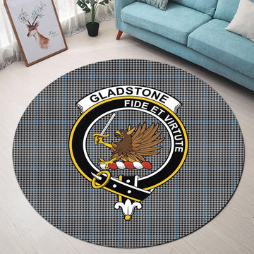 Gladstone Tartan Round Rug with Family Crest