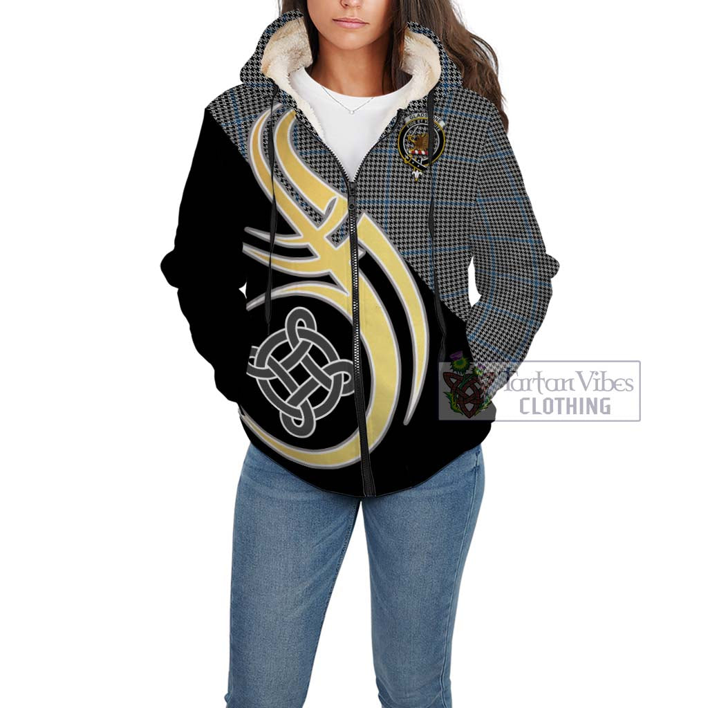 Gladstone Tartan Sherpa Hoodie with Family Crest and Celtic Symbol Style Unisex - Tartan Vibes Clothing