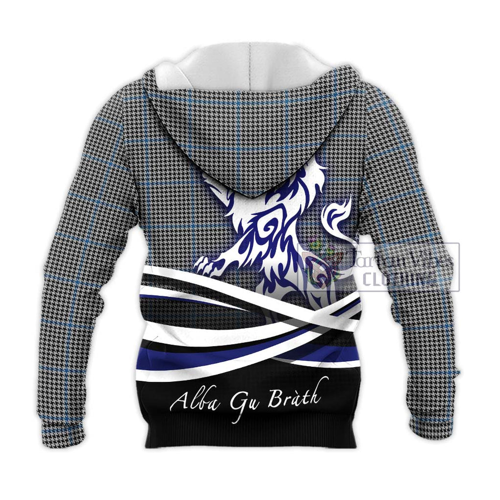 Gladstone Tartan Knitted Hoodie with Alba Gu Brath Regal Lion Emblem - Tartanvibesclothing Shop