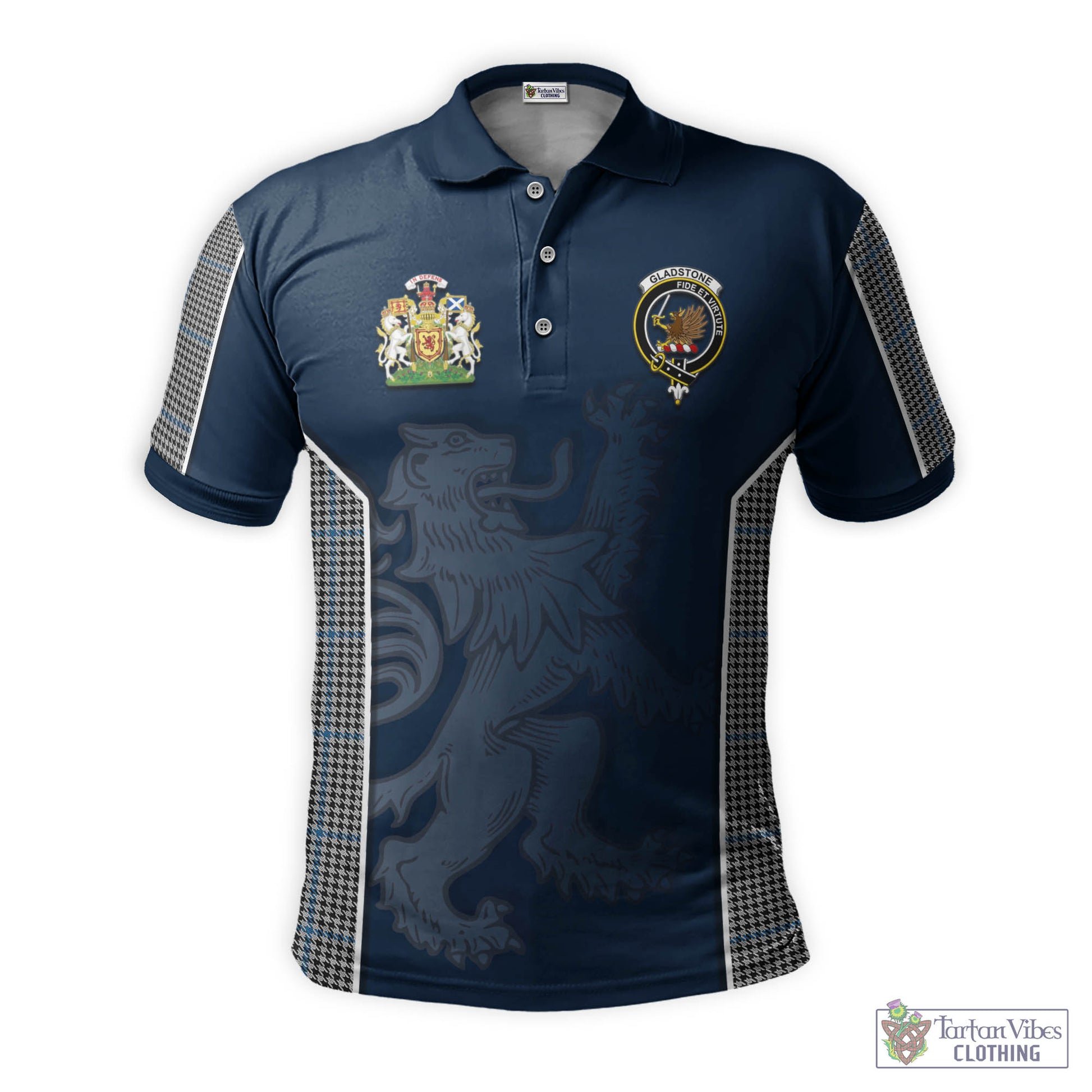 Tartan Vibes Clothing Gladstone Tartan Men's Polo Shirt with Family Crest and Lion Rampant Vibes Sport Style