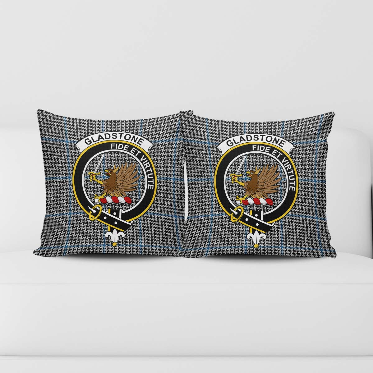 Gladstone Tartan Pillow Cover with Family Crest - Tartanvibesclothing