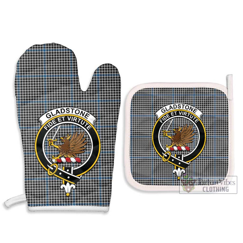 Gladstone Tartan Combo Oven Mitt & Pot-Holder with Family Crest Combo 1 Oven Mitt & 2 Pot-Holder White - Tartan Vibes Clothing