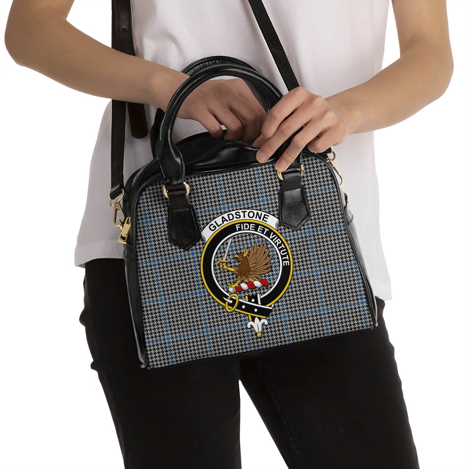 Gladstone Tartan Shoulder Handbags with Family Crest - Tartanvibesclothing