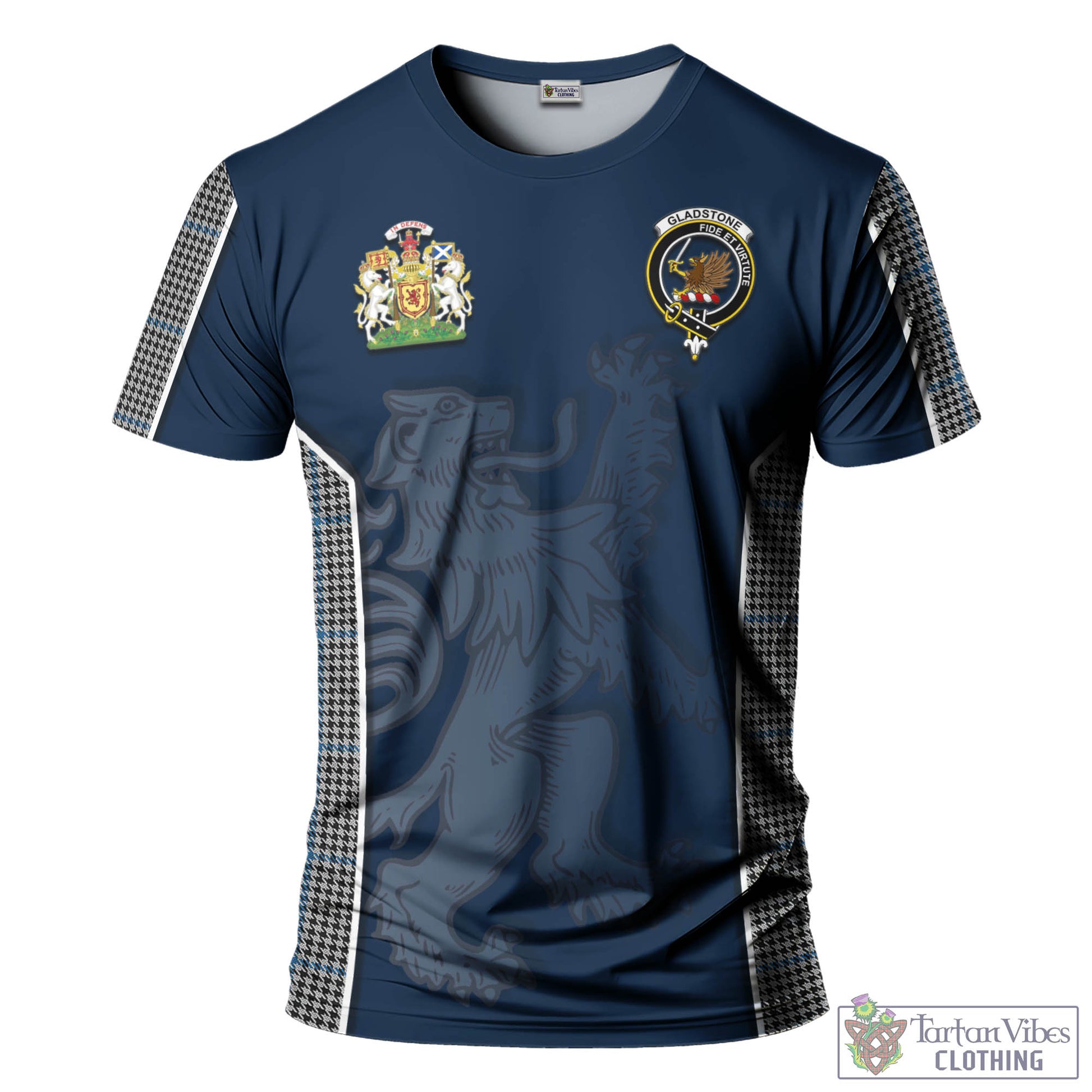 Tartan Vibes Clothing Gladstone Tartan T-Shirt with Family Crest and Lion Rampant Vibes Sport Style