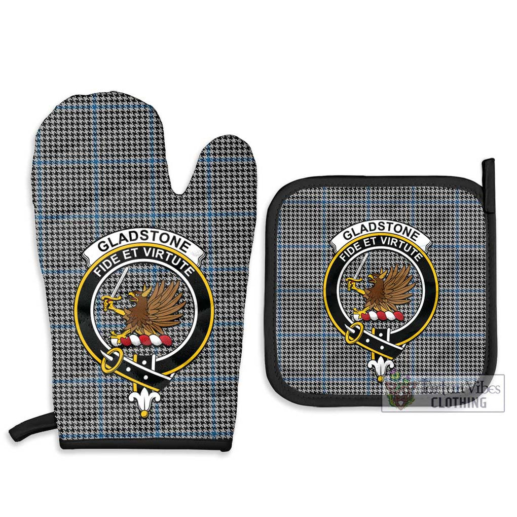 Gladstone Tartan Combo Oven Mitt & Pot-Holder with Family Crest Combo 1 Oven Mitt & 2 Pot-Holder Black - Tartan Vibes Clothing