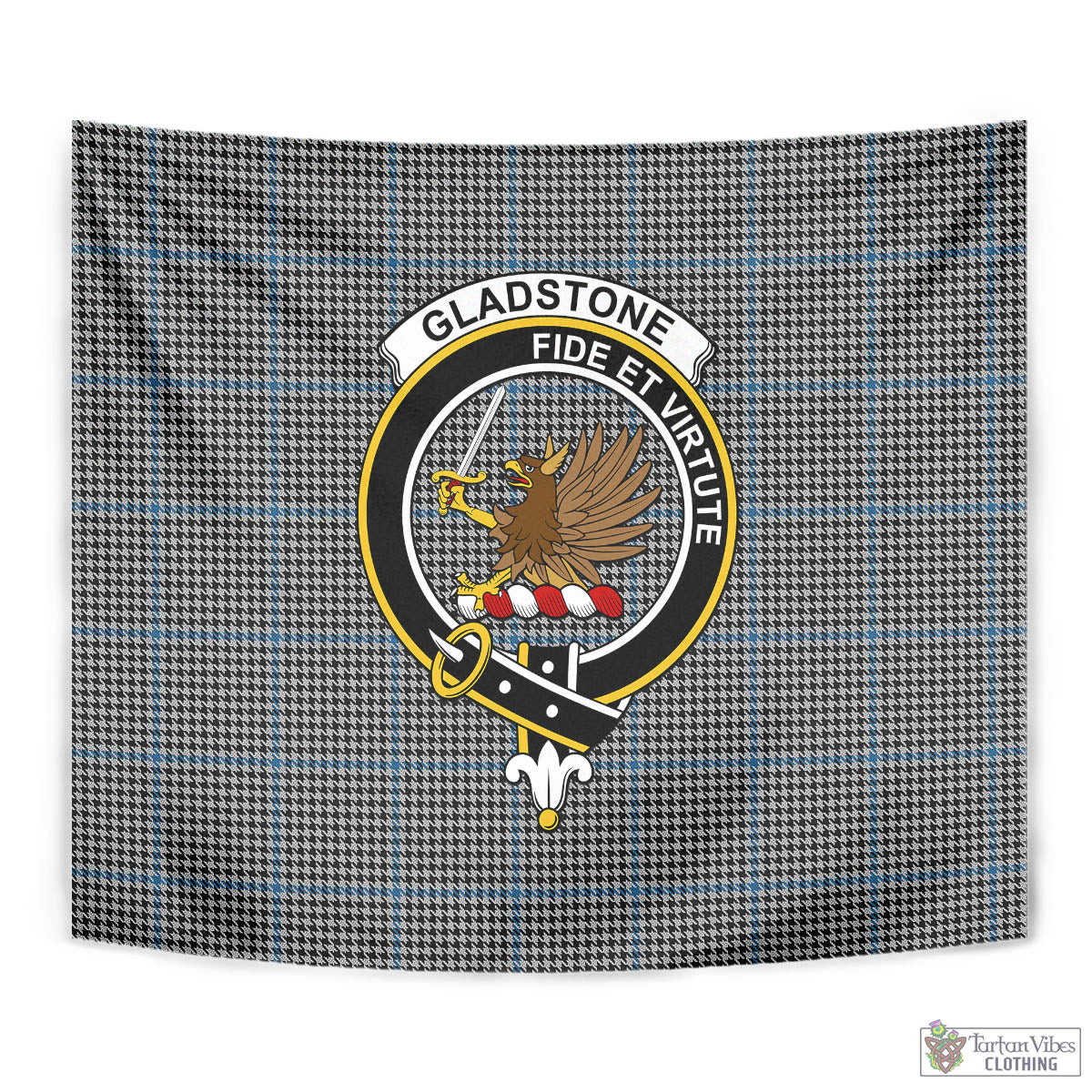 Tartan Vibes Clothing Gladstone Tartan Tapestry Wall Hanging and Home Decor for Room with Family Crest