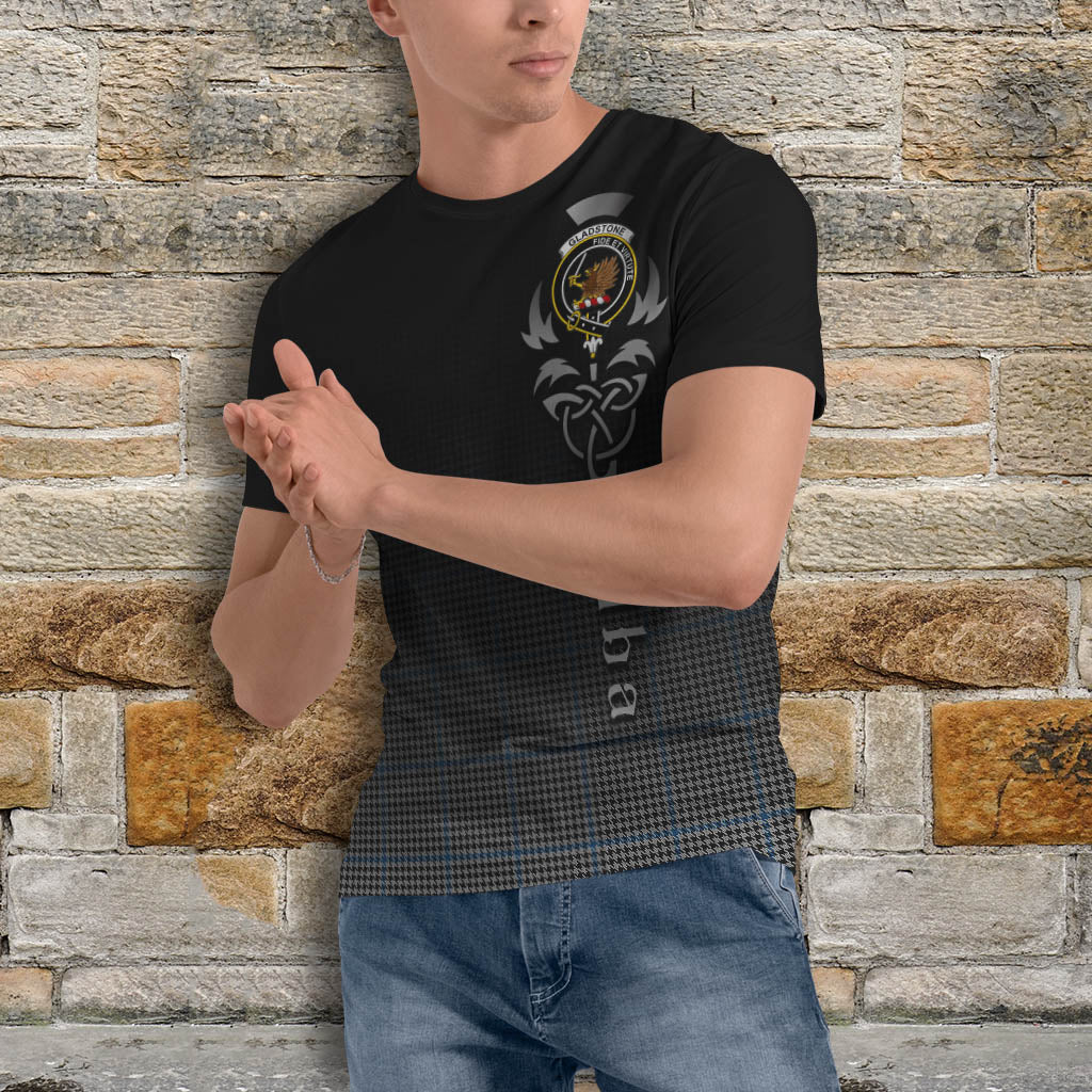 Tartan Vibes Clothing Gladstone Tartan T-Shirt Featuring Alba Gu Brath Family Crest Celtic Inspired