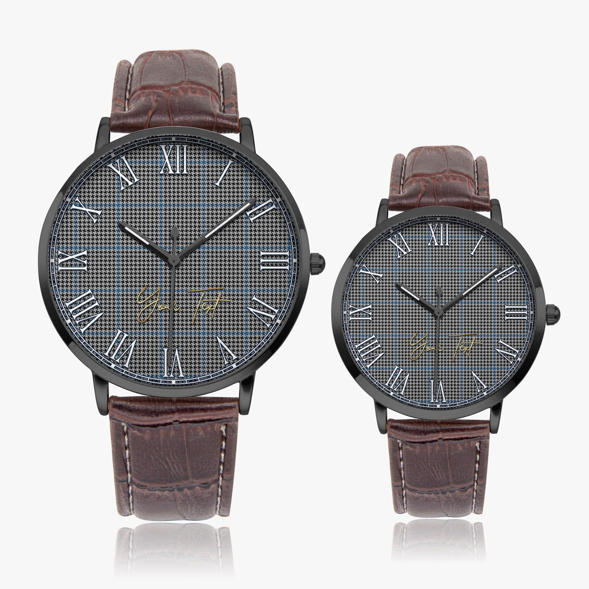 Gladstone Tartan Personalized Your Text Leather Trap Quartz Watch - Tartan Vibes Clothing