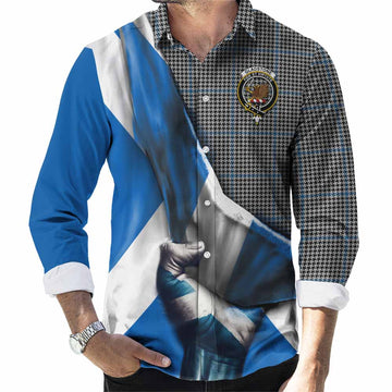 Gladstone (Gladstanes) Tartan Long Sleeve Button Shirt with Family Crest Scotland Patriotic Style