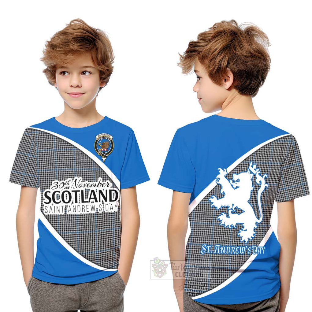 Tartan Vibes Clothing Gladstone (Gladstanes) Family Crest Tartan Kid T-Shirt Celebrate Saint Andrew's Day in Style