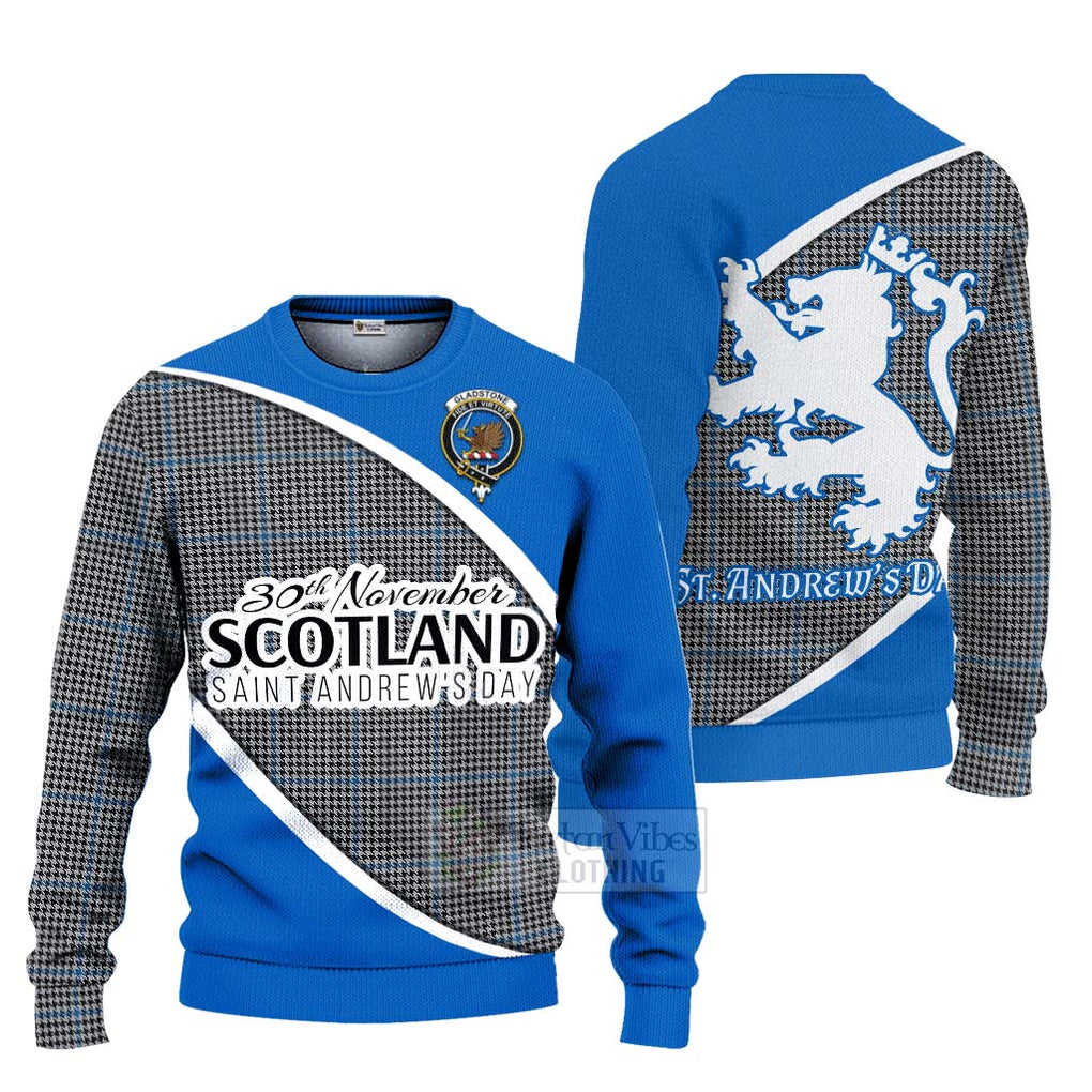 Tartan Vibes Clothing Gladstone (Gladstanes) Family Crest Tartan Knitted Sweater Celebrate Saint Andrew's Day in Style