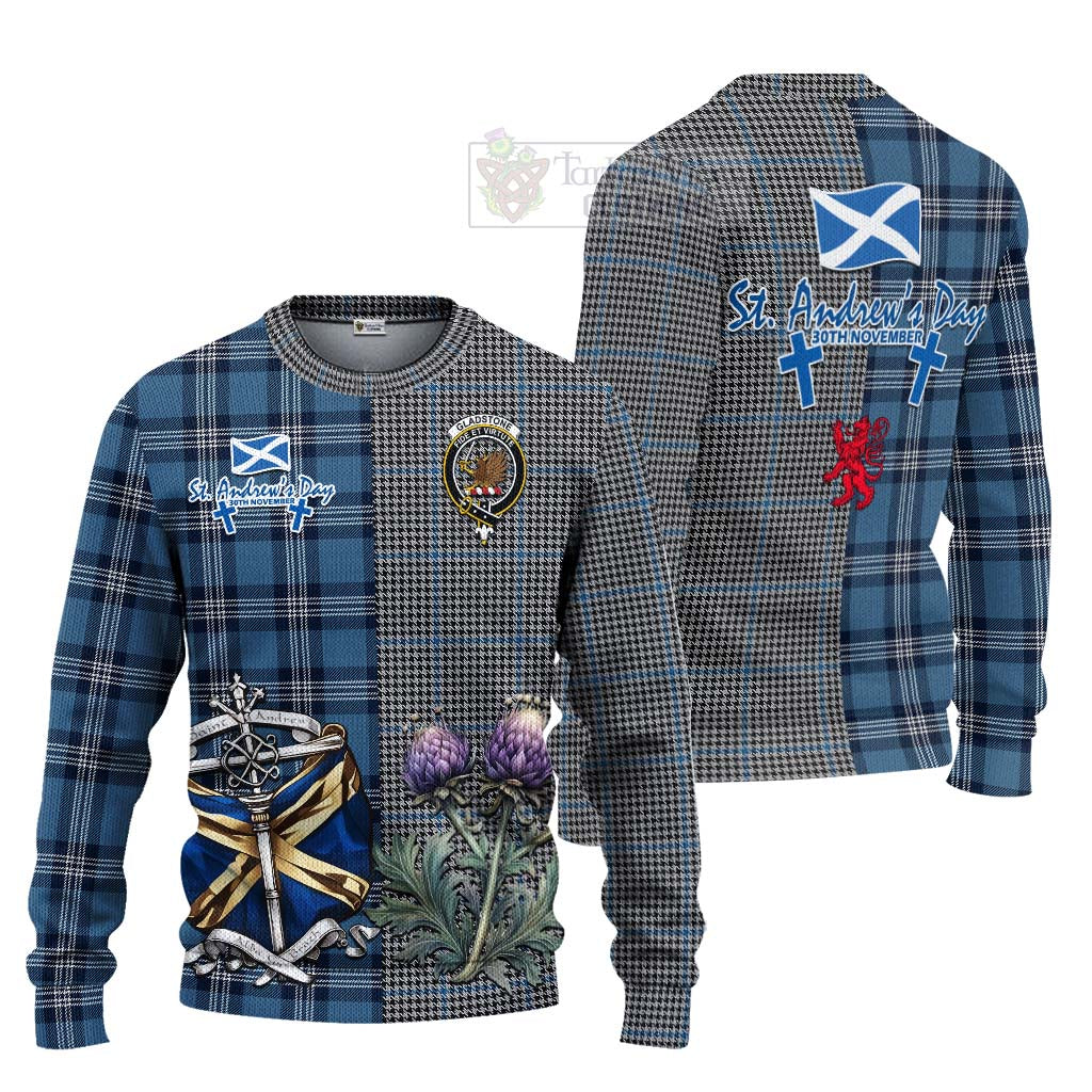 Tartan Vibes Clothing Gladstone (Gladstanes) Tartan Knitted Sweater Happy St. Andrew's Day Half Tartan Style