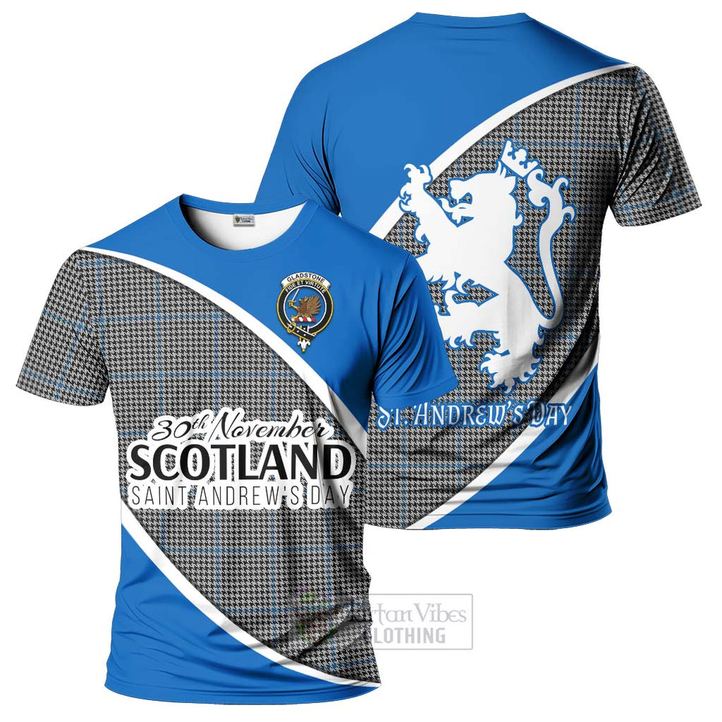 Tartan Vibes Clothing Gladstone (Gladstanes) Family Crest Tartan T-Shirt Celebrate Saint Andrew's Day in Style