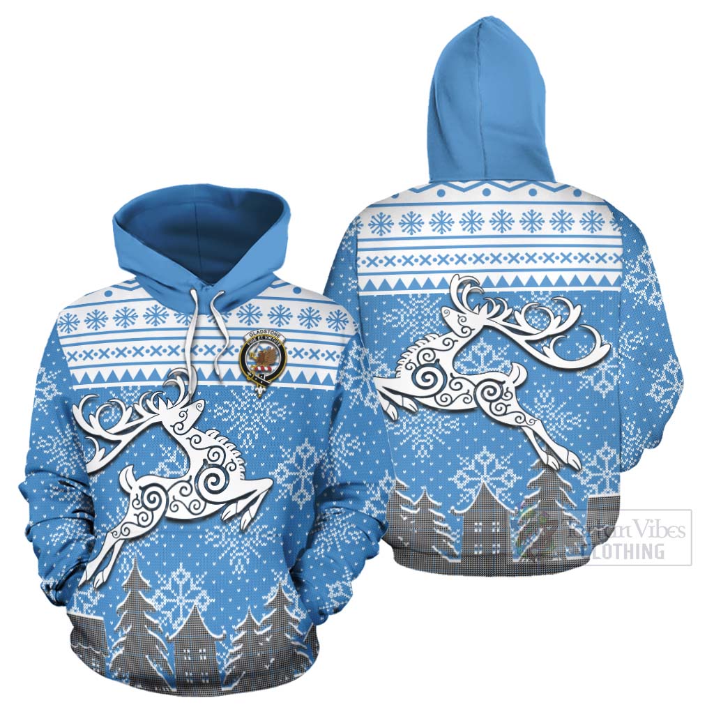 Tartan Vibes Clothing Gladstone (Gladstanes) Clan Christmas Hoodie Celtic Reindeer Style