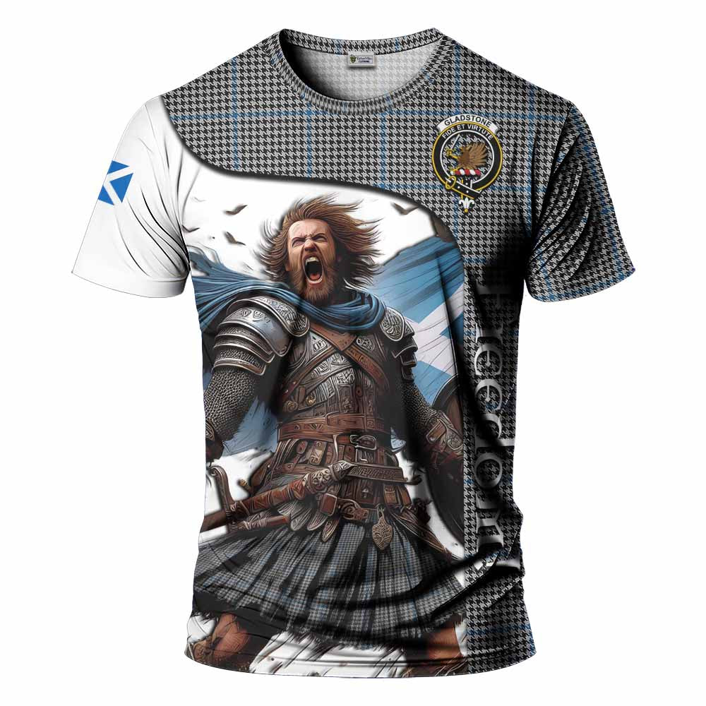 Gladstone (Gladstanes) Crest Tartan T-Shirt Inspired by the Freedom of Scottish Warrior