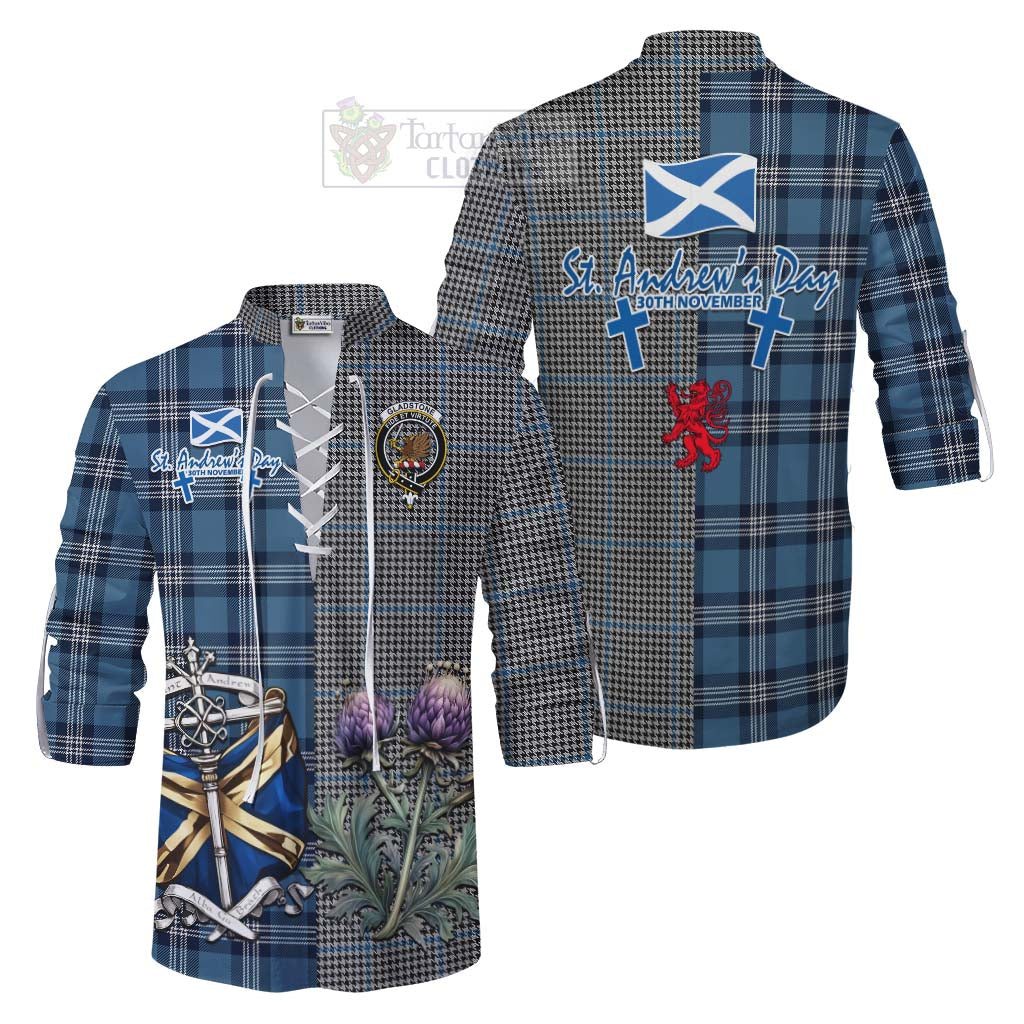 Tartan Vibes Clothing Gladstone (Gladstanes) Tartan Ghillie Kilt Shirt Happy St. Andrew's Day Half Tartan Style