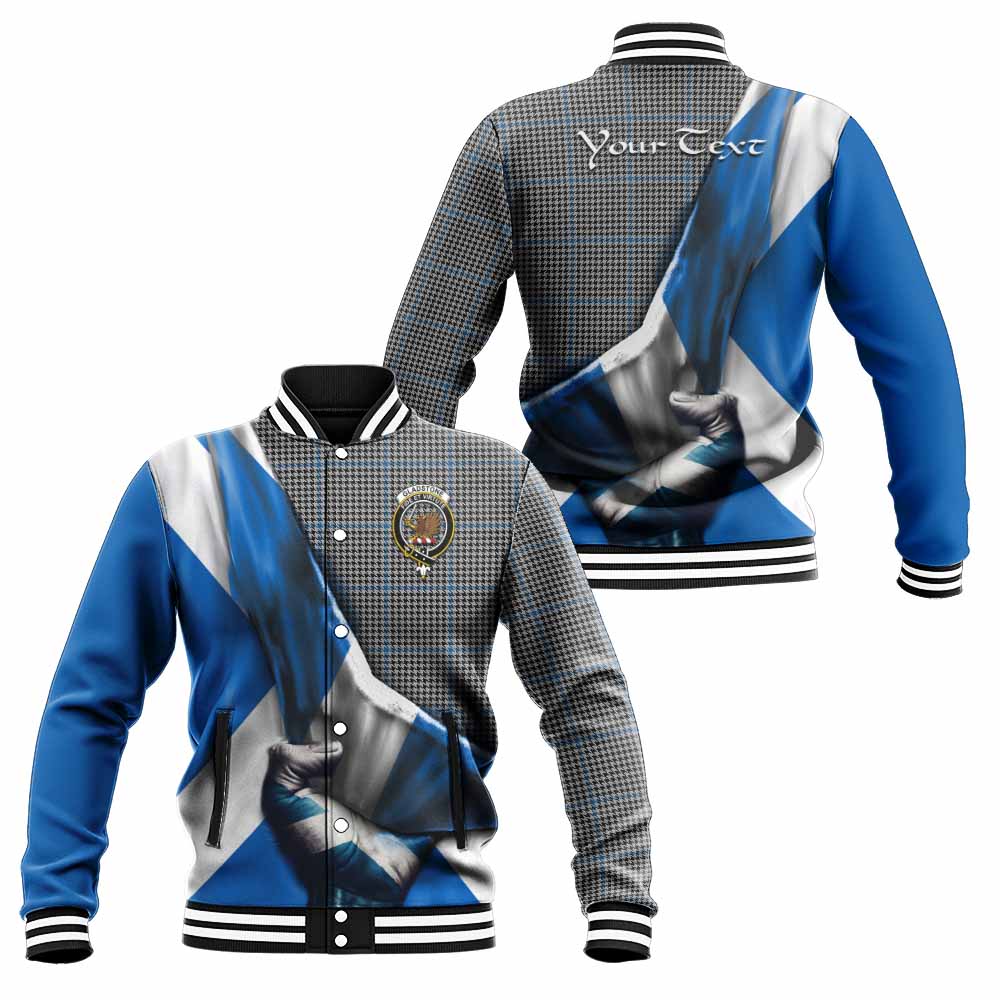 Tartan Vibes Clothing Gladstone (Gladstanes) Tartan Baseball Jacket with Family Crest Scotland Patriotic Style