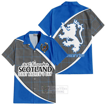 Gladstone (Gladstanes) Family Crest Tartan Short Sleeve Button Shirt Celebrate Saint Andrew's Day in Style