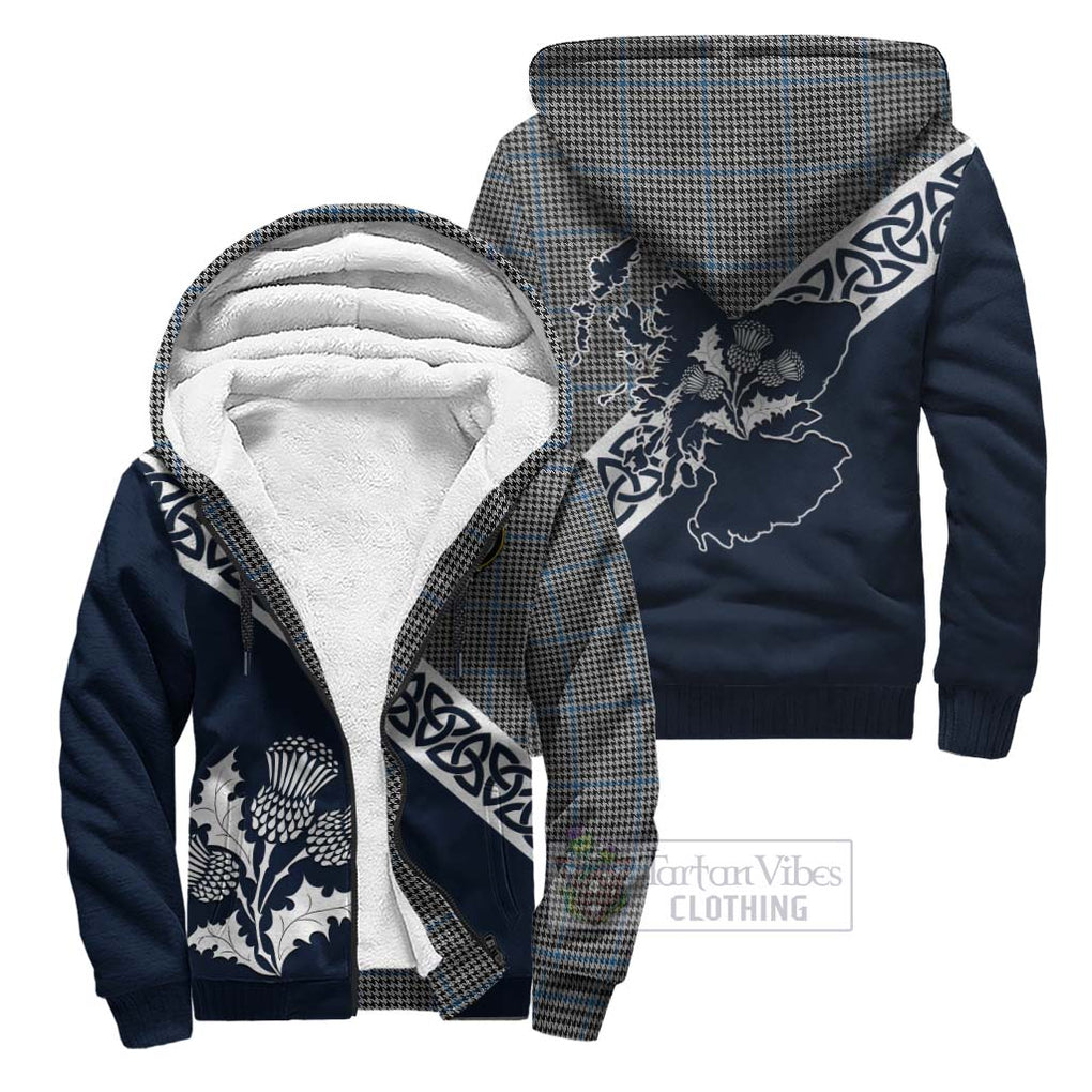 Tartan Vibes Clothing Gladstone (Gladstanes) Tartan Sherpa Hoodie Featuring Thistle and Scotland Map