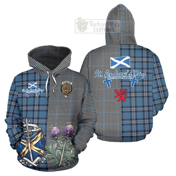 Gladstone (Gladstanes) Tartan Hoodie Happy St. Andrew's Day Half Tartan Style