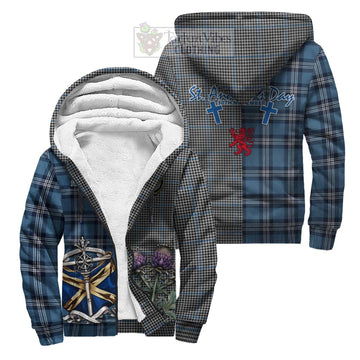 Gladstone (Gladstanes) Tartan Sherpa Hoodie Happy St. Andrew's Day Half Tartan Style