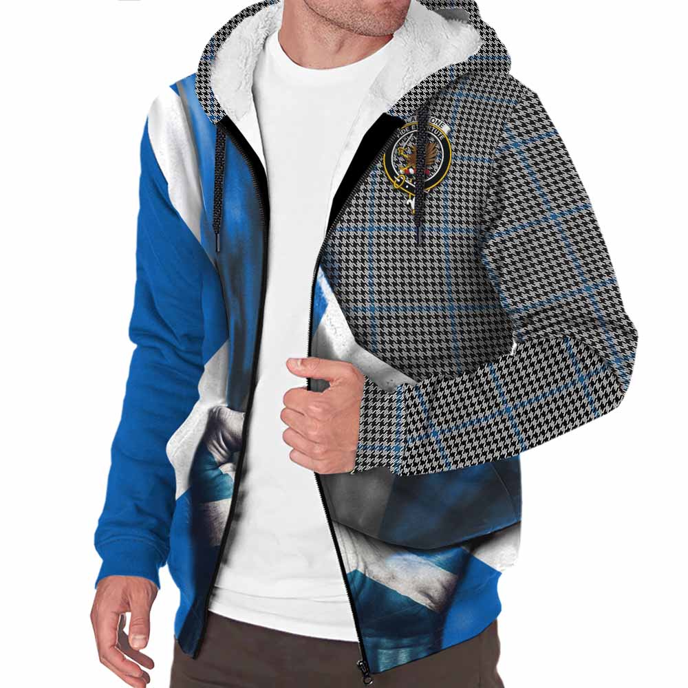 Tartan Vibes Clothing Gladstone (Gladstanes) Tartan Sherpa Hoodie with Family Crest Scotland Patriotic Style