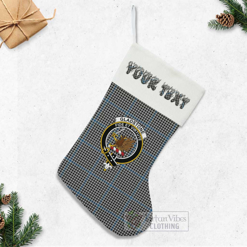 Tartan Vibes Clothing Gladstone (Gladstanes) Tartan Family Crest Christmas Stocking with Personalized Text