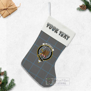 Gladstone (Gladstanes) Tartan Family Crest Christmas Stocking with Personalized Text