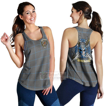 Gladstone (Gladstanes) Tartan Women's Racerback Tanks with Family Crest Celtic Skull Style