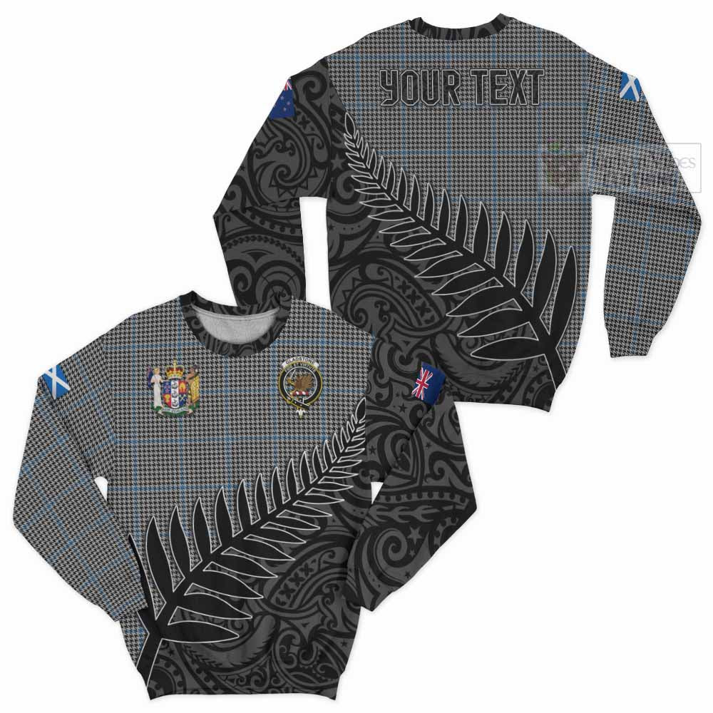 Tartan Vibes Clothing Gladstone (Gladstanes) Crest Tartan Sweatshirt with New Zealand Silver Fern Half Style