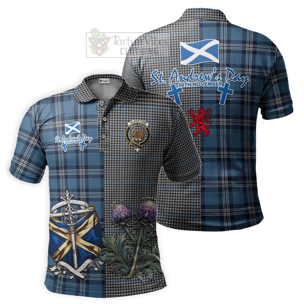 Tartan Vibes Clothing Gladstone (Gladstanes) Tartan Polo Shirt Happy St. Andrew's Day Half Tartan Style