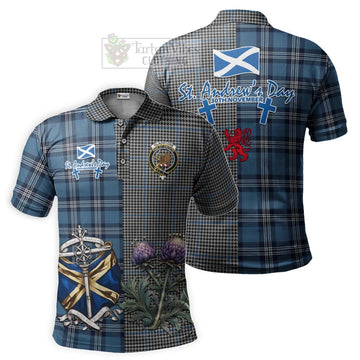 Gladstone (Gladstanes) Tartan Polo Shirt Happy St. Andrew's Day Half Tartan Style