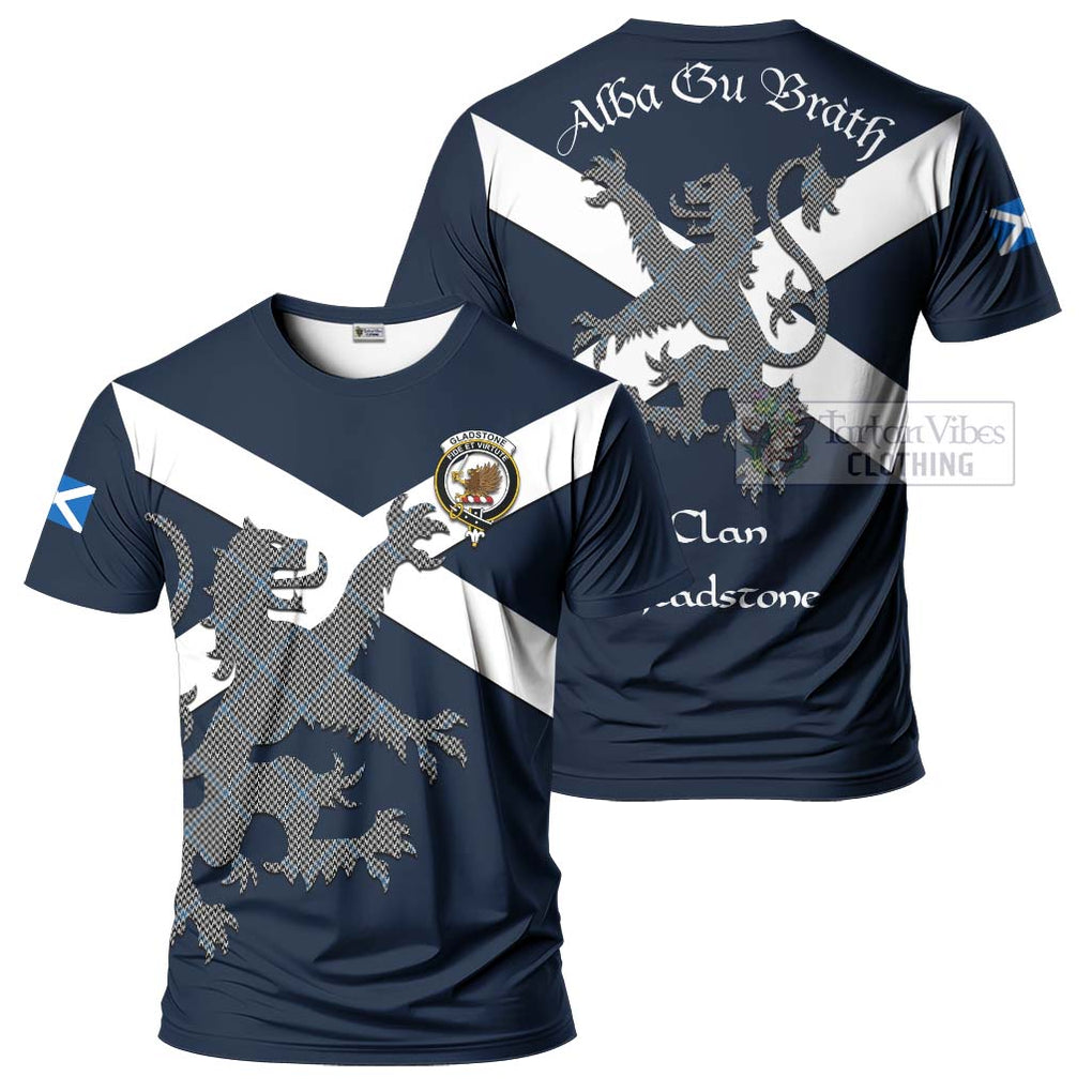 Tartan Vibes Clothing Gladstone (Gladstanes) Tartan Lion Rampant T-Shirt – Proudly Display Your Heritage with Alba Gu Brath and Clan Name