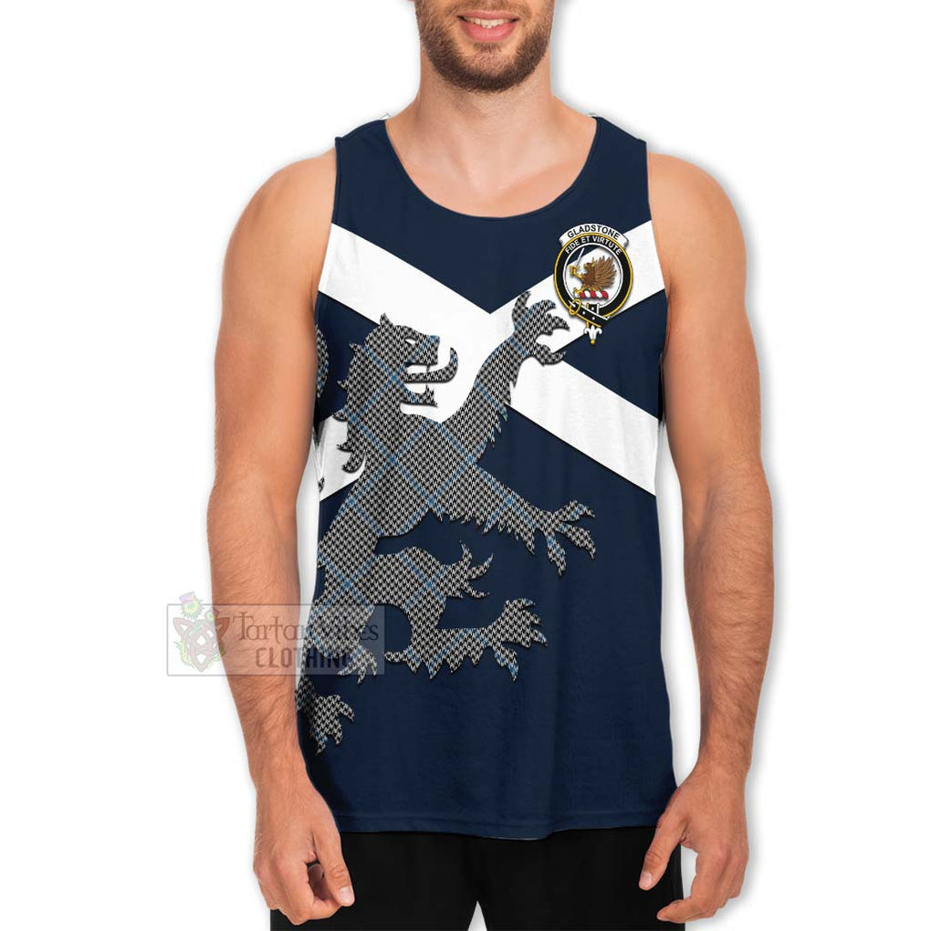 Tartan Vibes Clothing Gladstone (Gladstanes) Tartan Lion Rampant Men's Tank Top – Proudly Display Your Heritage with Alba Gu Brath and Clan Name