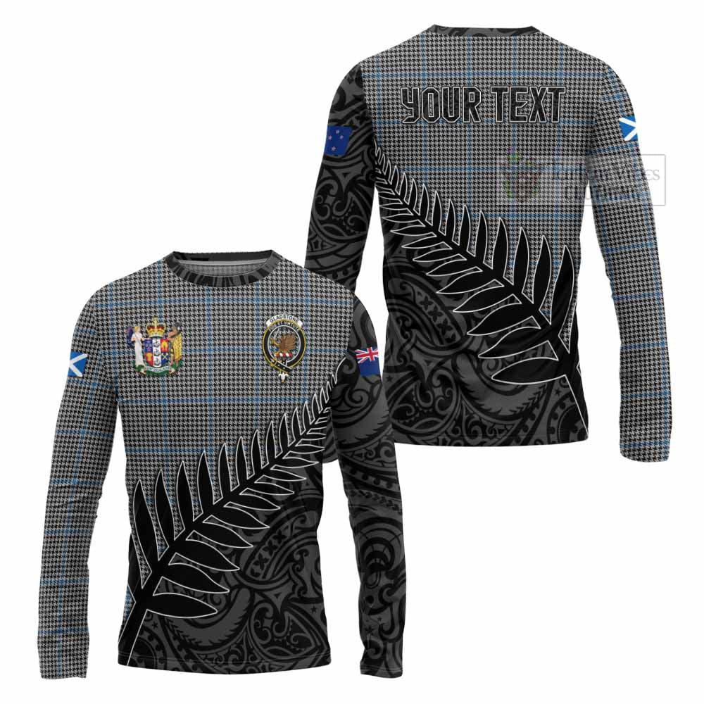 Tartan Vibes Clothing Gladstone (Gladstanes) Crest Tartan Long Sleeve T-Shirt with New Zealand Silver Fern Half Style