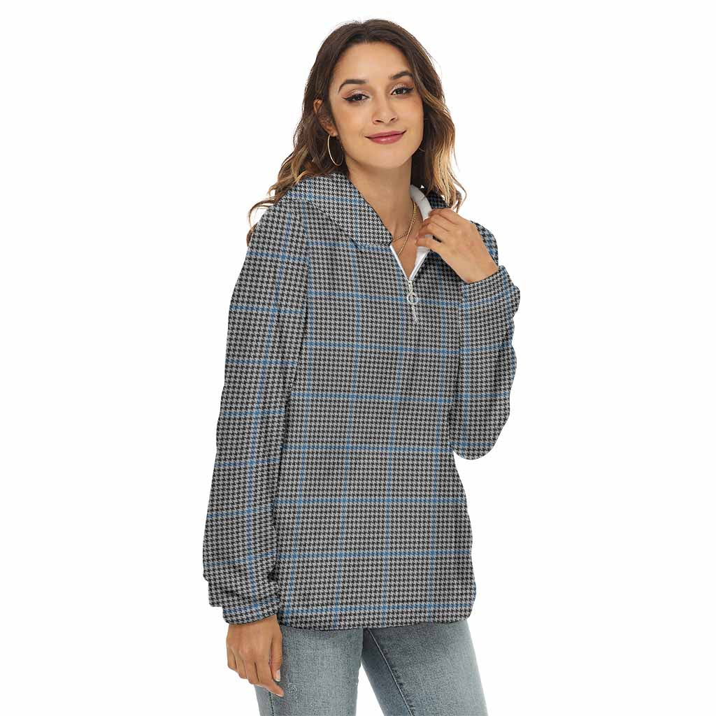 Tartan Vibes Clothing Gladstone (Gladstanes) Tartan Women's Borg  Half Zip Fleece Hoodie