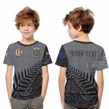 Gladstone (Gladstanes) Crest Tartan Kid T-Shirt with New Zealand Silver Fern Half Style