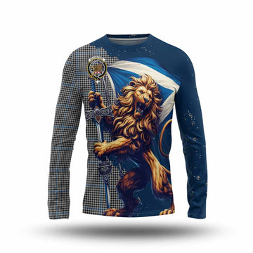 Gladstone (Gladstanes) Tartan Family Crest Long Sleeve T-Shirt with Scottish Majestic Lion