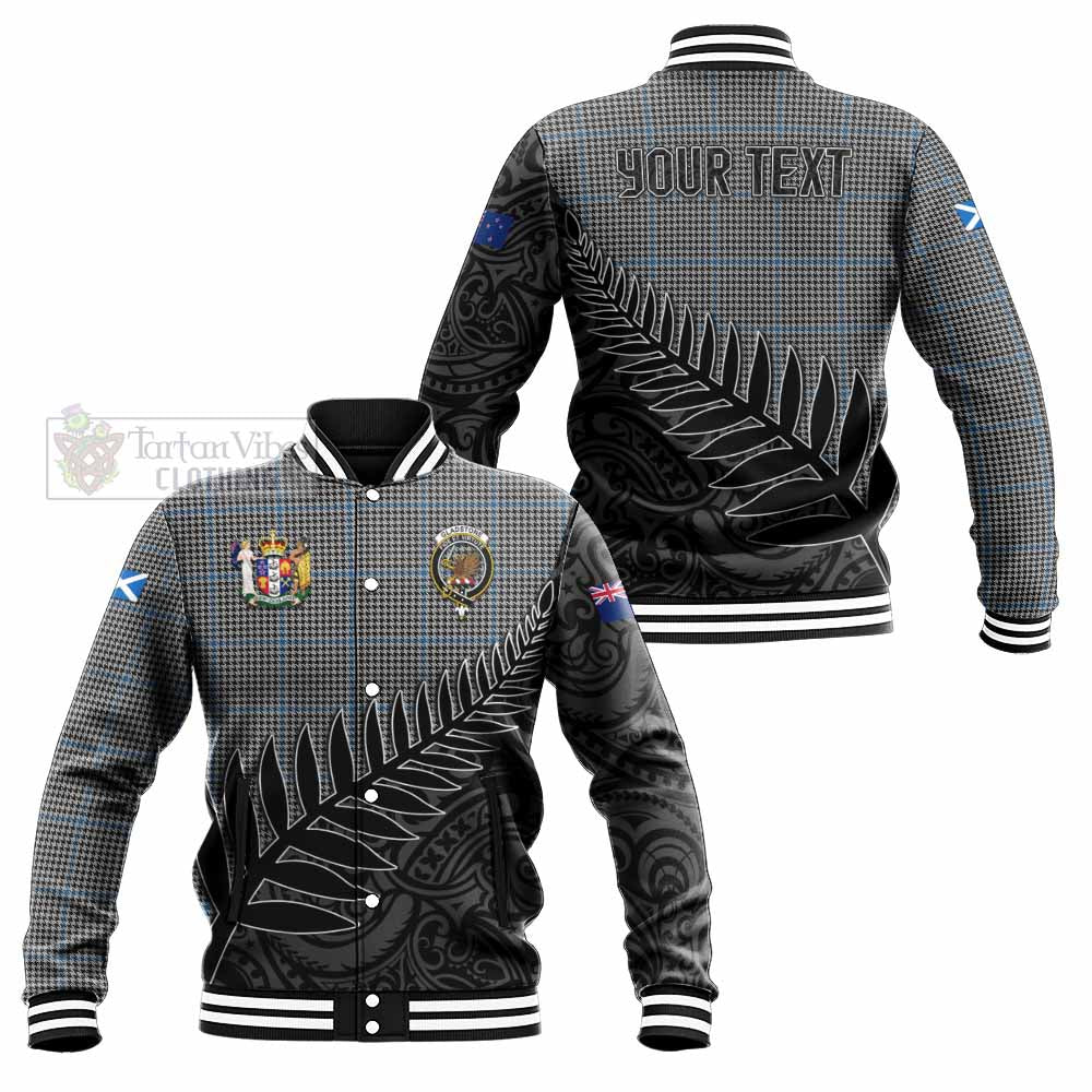 Tartan Vibes Clothing Gladstone (Gladstanes) Crest Tartan Baseball Jacket with New Zealand Silver Fern Half Style