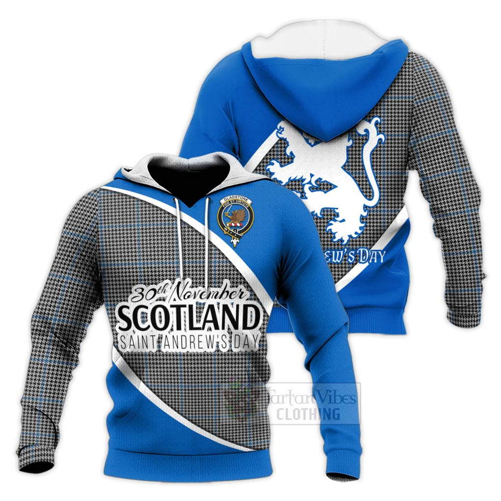 Tartan Vibes Clothing Gladstone (Gladstanes) Family Crest Tartan Knitted Hoodie Celebrate Saint Andrew's Day in Style