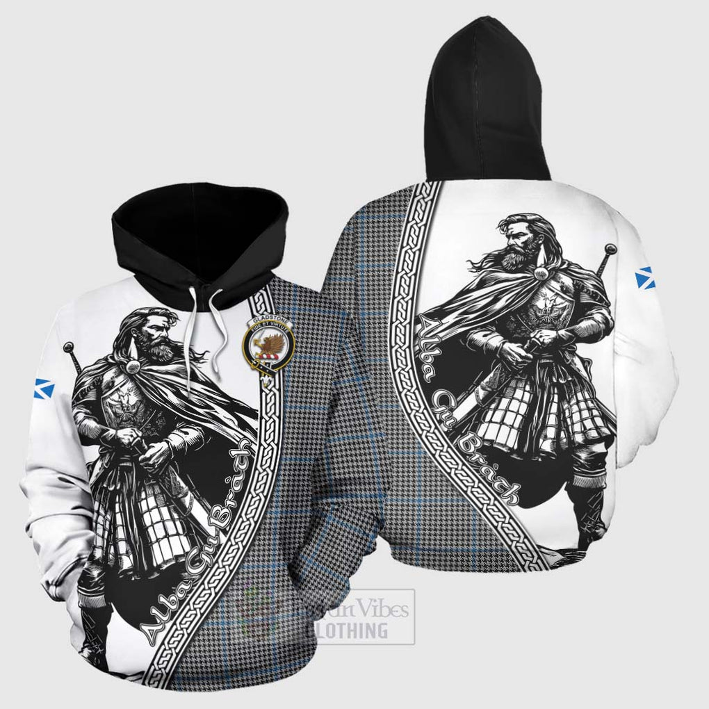 Tartan Vibes Clothing Gladstone (Gladstanes) Tartan Clan Crest Hoodie with Highlander Warrior Celtic Style