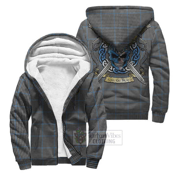 Gladstone (Gladstanes) Tartan Sherpa Hoodie with Family Crest Celtic Skull Style